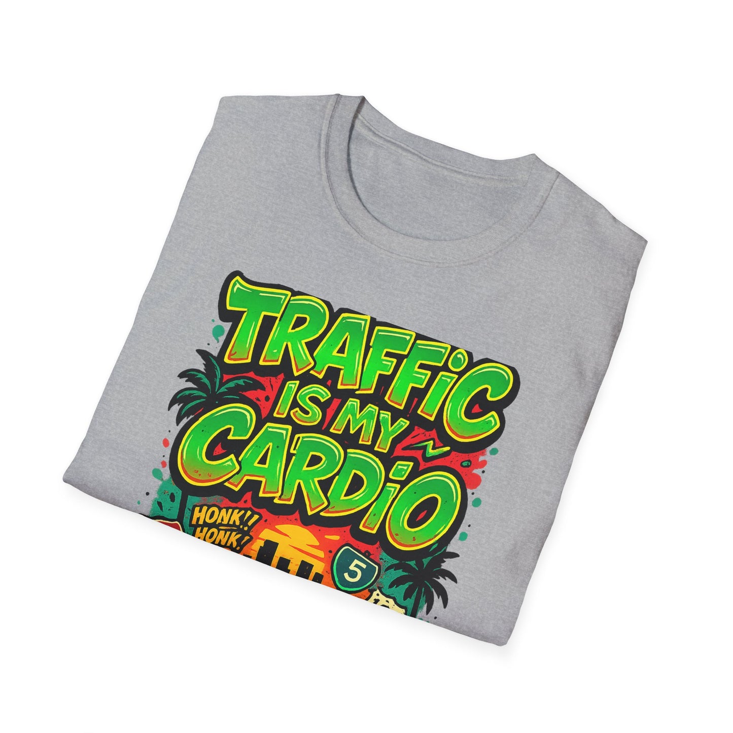 Traffic Is My Cardio T-Shirt, Fun Graphic Tee, Unisex Humor Shirt, Casual Wear, Gift for Drivers, Car Enthusiast Apparel
