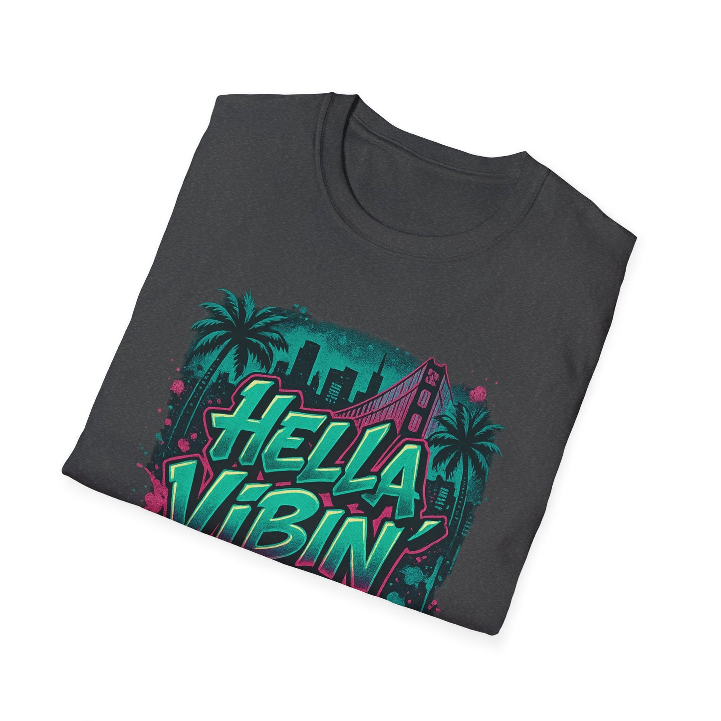 Hella Vibin' Unisex Softstyle T-Shirt, Summer Vibes, Festival Wear, Gift for Friends, Casual Lifestyle, Retro Design