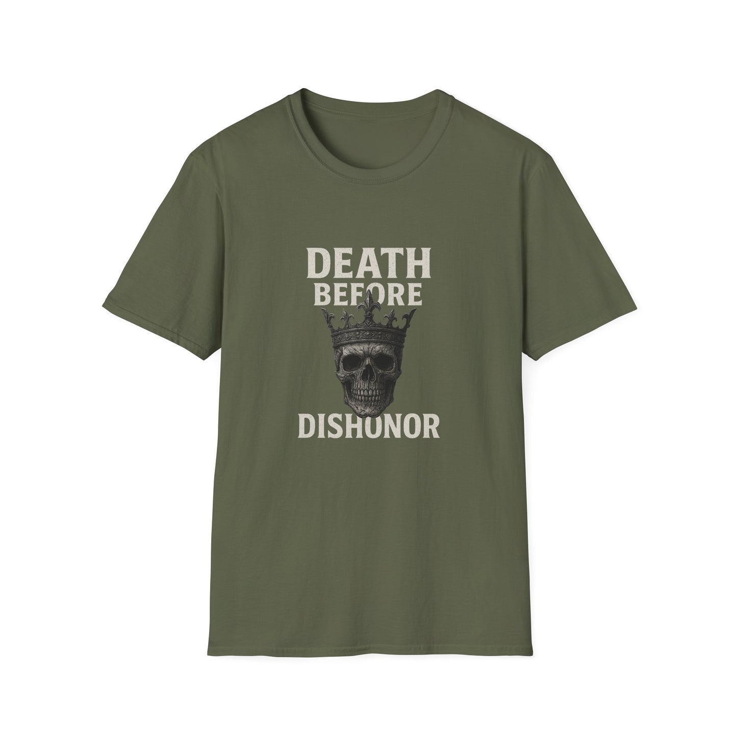 Unisex Skull Graphic T-Shirt - Death Before Dishonor, Casual Wear, Gift for Rebels, Halloween Costume, Unique Statement Tee