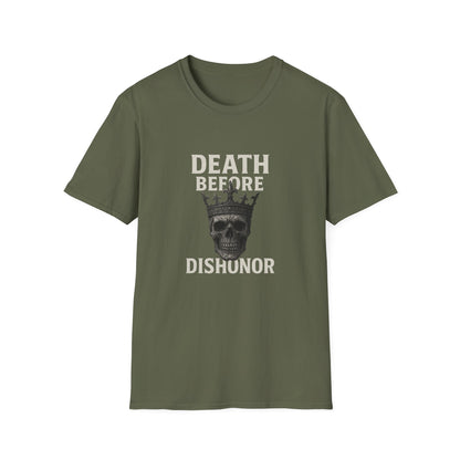 Unisex Skull Graphic T-Shirt - Death Before Dishonor, Casual Wear, Gift for Rebels, Halloween Costume, Unique Statement Tee
