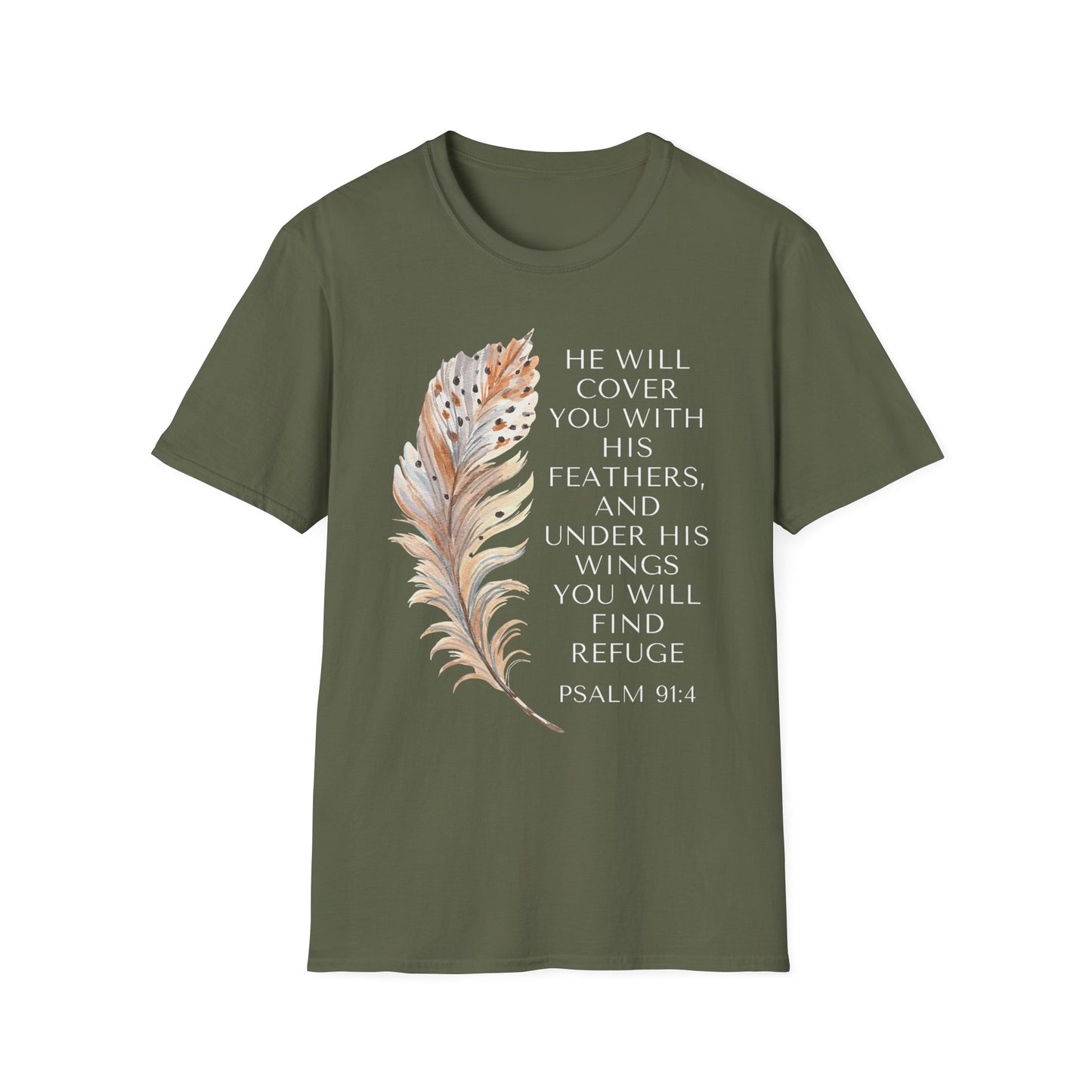 Faith-Inspired Unisex Softstyle T-Shirt – Psalm 91:4