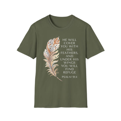 Faith-Inspired Unisex Softstyle T-Shirt – Psalm 91:4