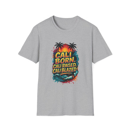 Cali Born Unisex Softstyle T-Shirt, California Pride Tee, Beach Vibes Shirt, Summer Casual Wear, Gift for Travel Lovers