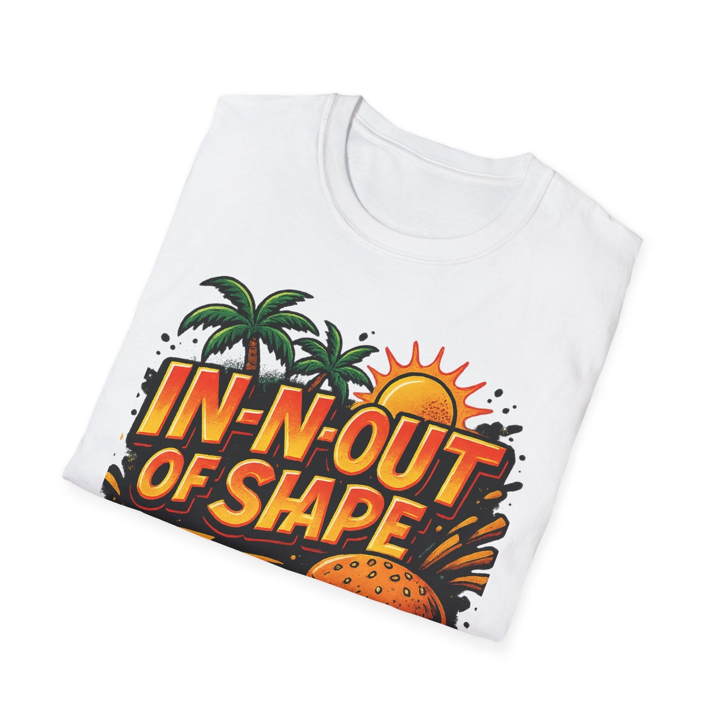 In-N-Out of Shape T-Shirt, Fun Graphic Tee, Perfect Gift for Food Lovers, Casual Wear, Summer Style