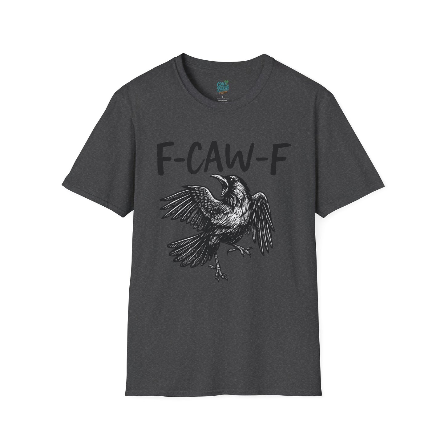 F-Caw-F Unisex Softstyle T-Shirt, Casual Graphic Tee, Gift for Bird Lovers, Unique Nature Shirt, Funny Animal Apparel