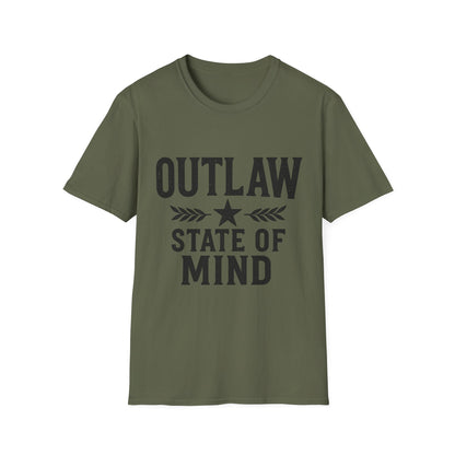 Unisex Outlaw State of Mind T-Shirt, Casual Tee, Gift for Rebels, Comfy Shirt, Festival Wear, Statement Apparel