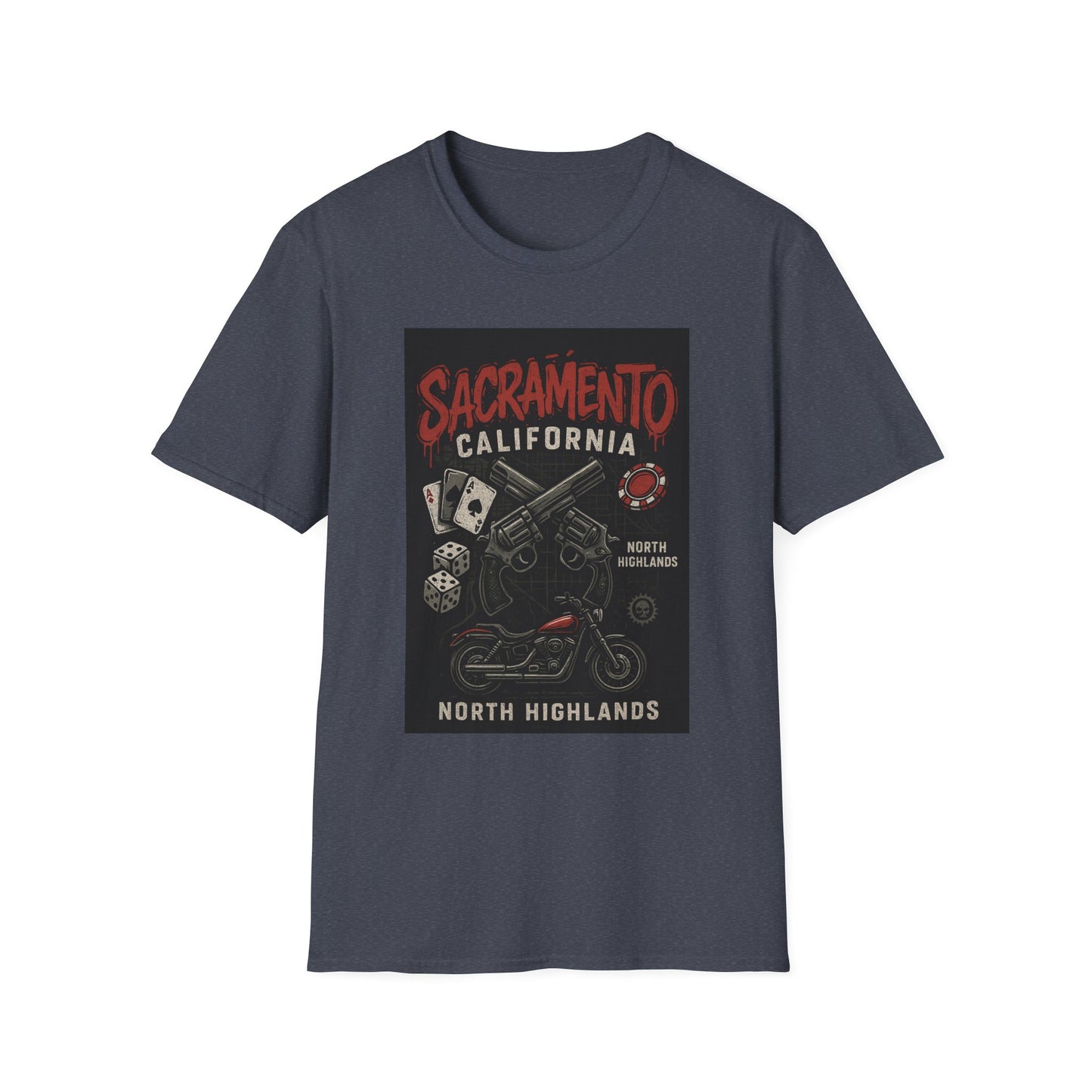 Sacramento Graphic Tee - Unisex Softstyle T-Shirt, California Apparel, Cool Casual Wear, Gift for Gamblers, Vintage Design