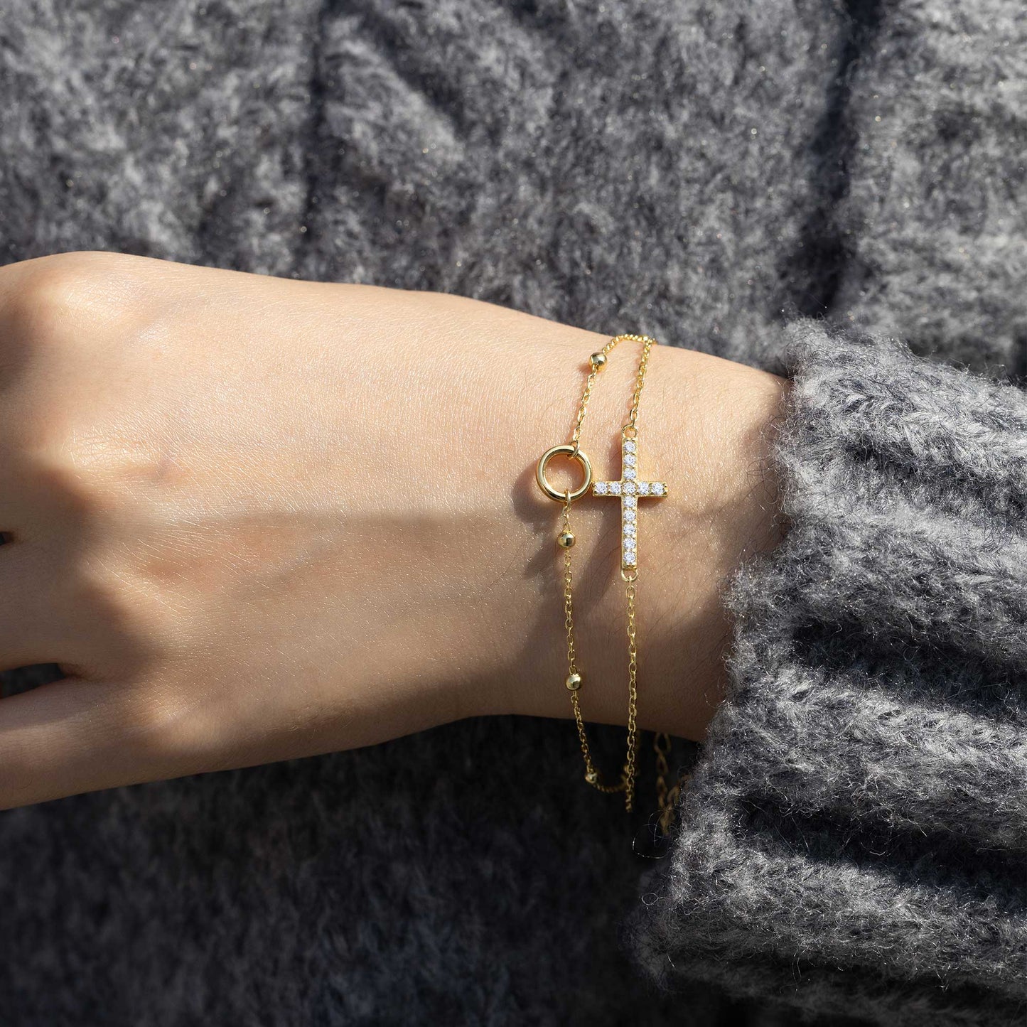 Gold Layered Cross Bracelet