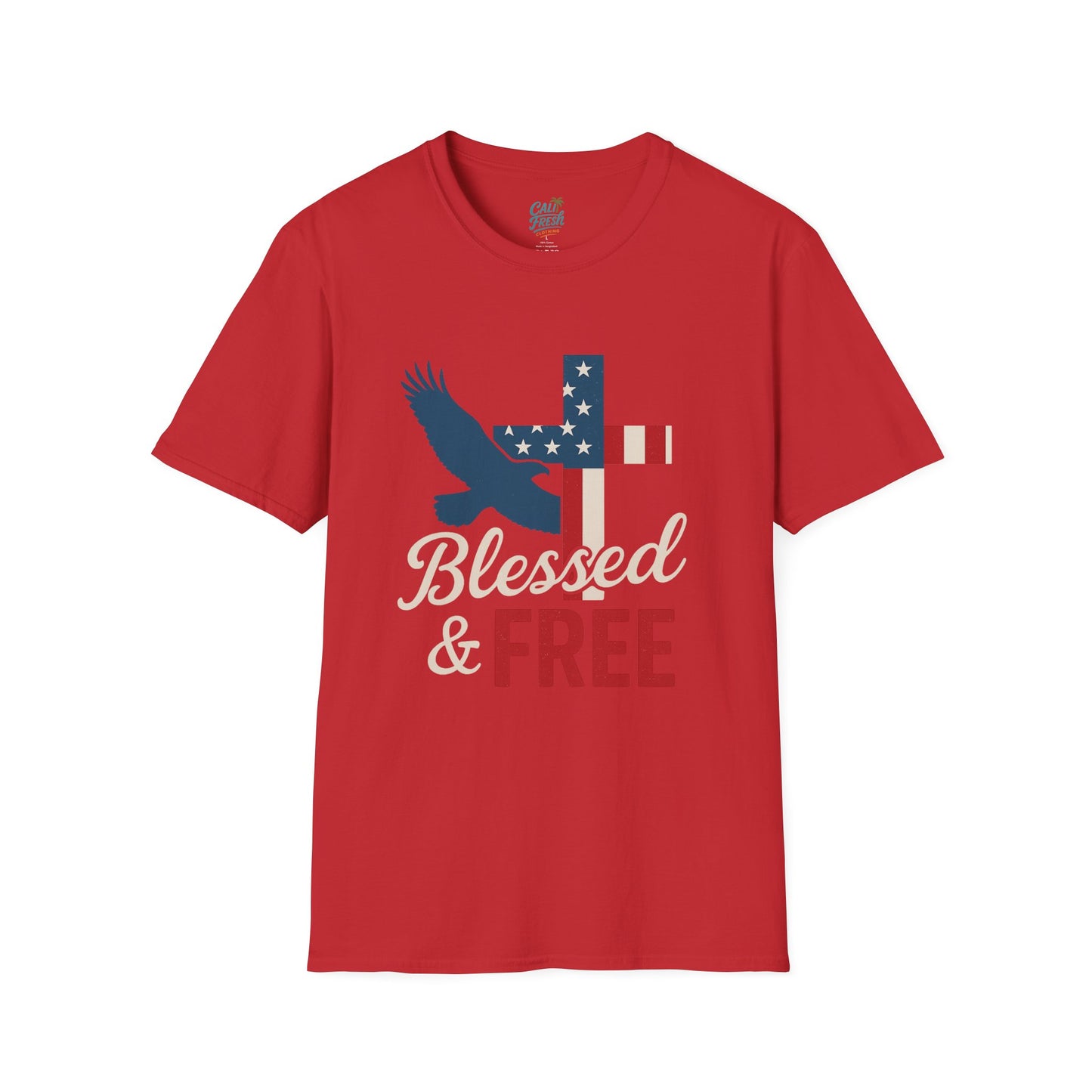 Blessed & Free Unisex T-Shirt | Inspirational American Flag Tee, Faith-Based Gift, Patriotic Apparel, Comfort Fit, Everyday Wear