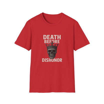 Unisex Skull Graphic T-Shirt - Death Before Dishonor, Casual Wear, Gift for Rebels, Halloween Costume, Unique Statement Tee
