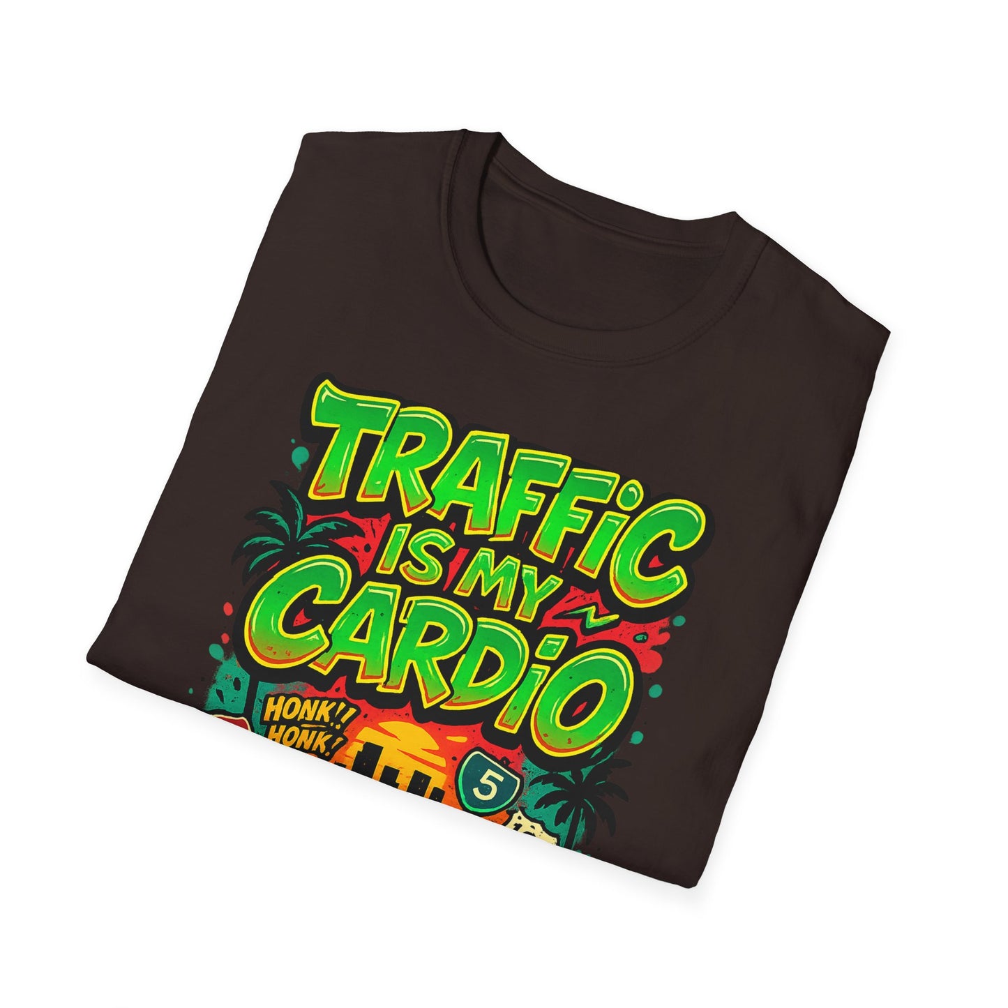 Traffic Is My Cardio T-Shirt, Fun Graphic Tee, Unisex Humor Shirt, Casual Wear, Gift for Drivers, Car Enthusiast Apparel