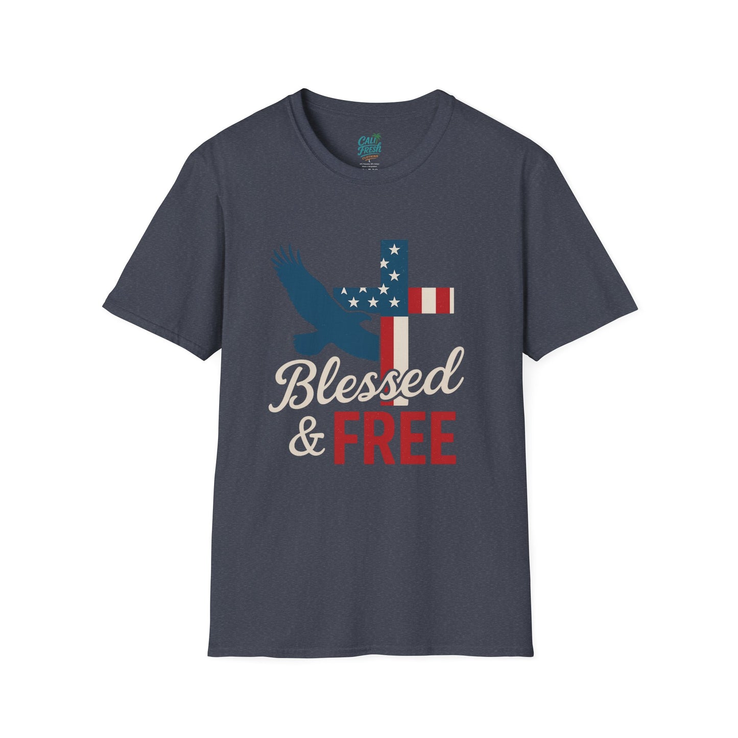 Blessed & Free Unisex T-Shirt | Inspirational American Flag Tee, Faith-Based Gift, Patriotic Apparel, Comfort Fit, Everyday Wear