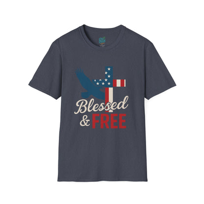 Blessed & Free Unisex T-Shirt | Inspirational American Flag Tee, Faith-Based Gift, Patriotic Apparel, Comfort Fit, Everyday Wear