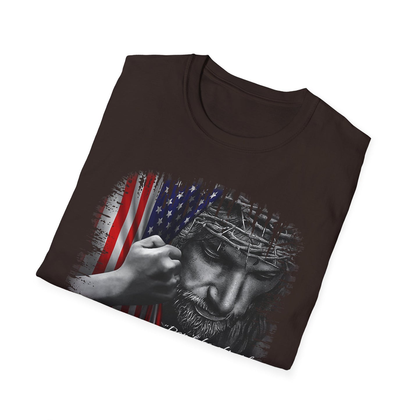 Patriotic Graphic T-Shirt - Unisex Softstyle Tee, Faith-Inspired Apparel, 4th of July, Memorial Day, Inspirational Gift