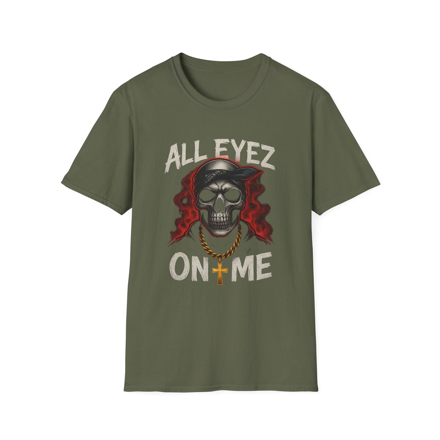 All Eyez on Me Skull Unisex T-Shirt | Casual Streetwear, Music Vibe Tee, Cool Graphic Apparel, Hip-Hop Fashion, Gift for Music Lovers