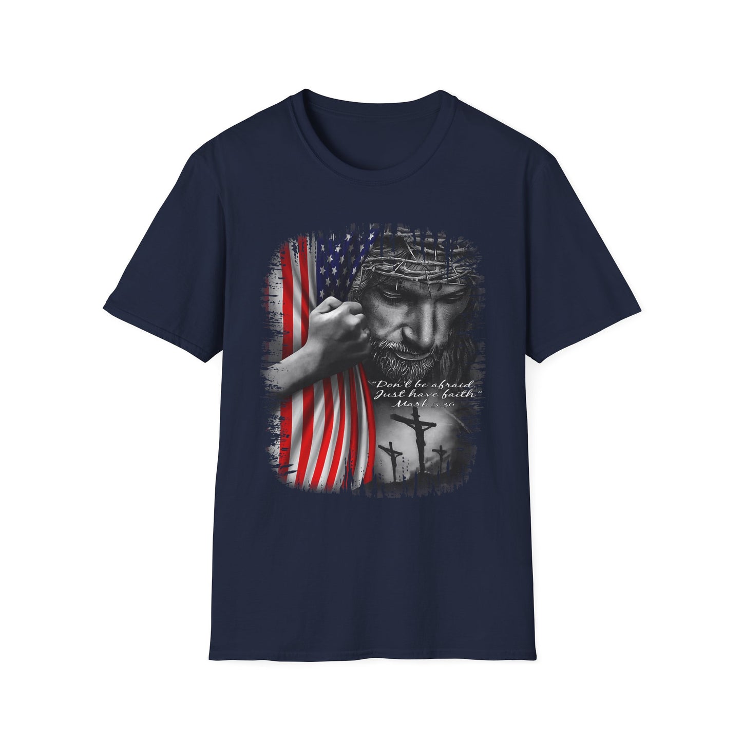 Patriotic Graphic T-Shirt - Unisex Softstyle Tee, Faith-Inspired Apparel, 4th of July, Memorial Day, Inspirational Gift