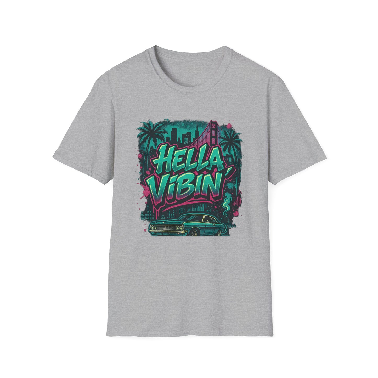 Hella Vibin' Unisex Softstyle T-Shirt, Summer Vibes, Festival Wear, Gift for Friends, Casual Lifestyle, Retro Design