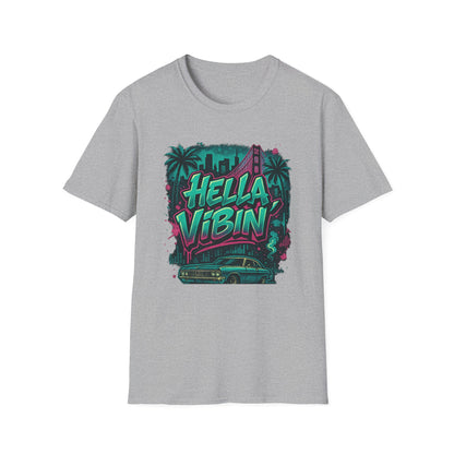 Hella Vibin' Unisex Softstyle T-Shirt, Summer Vibes, Festival Wear, Gift for Friends, Casual Lifestyle, Retro Design
