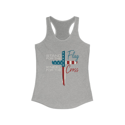 Patriotic Women's Racerback Tank | Stand for the Flag & Cross | Perfect for Independence Day, Memorial Day, or Everyday Wear