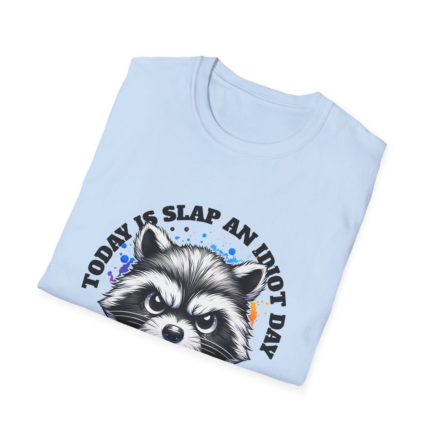 Funny Raccoon T-Shirt, Gift for Friends, Quirky Humor Shirt, Casual Wear, Slap an Idiot Day Tee, Birthday or Occasion Top