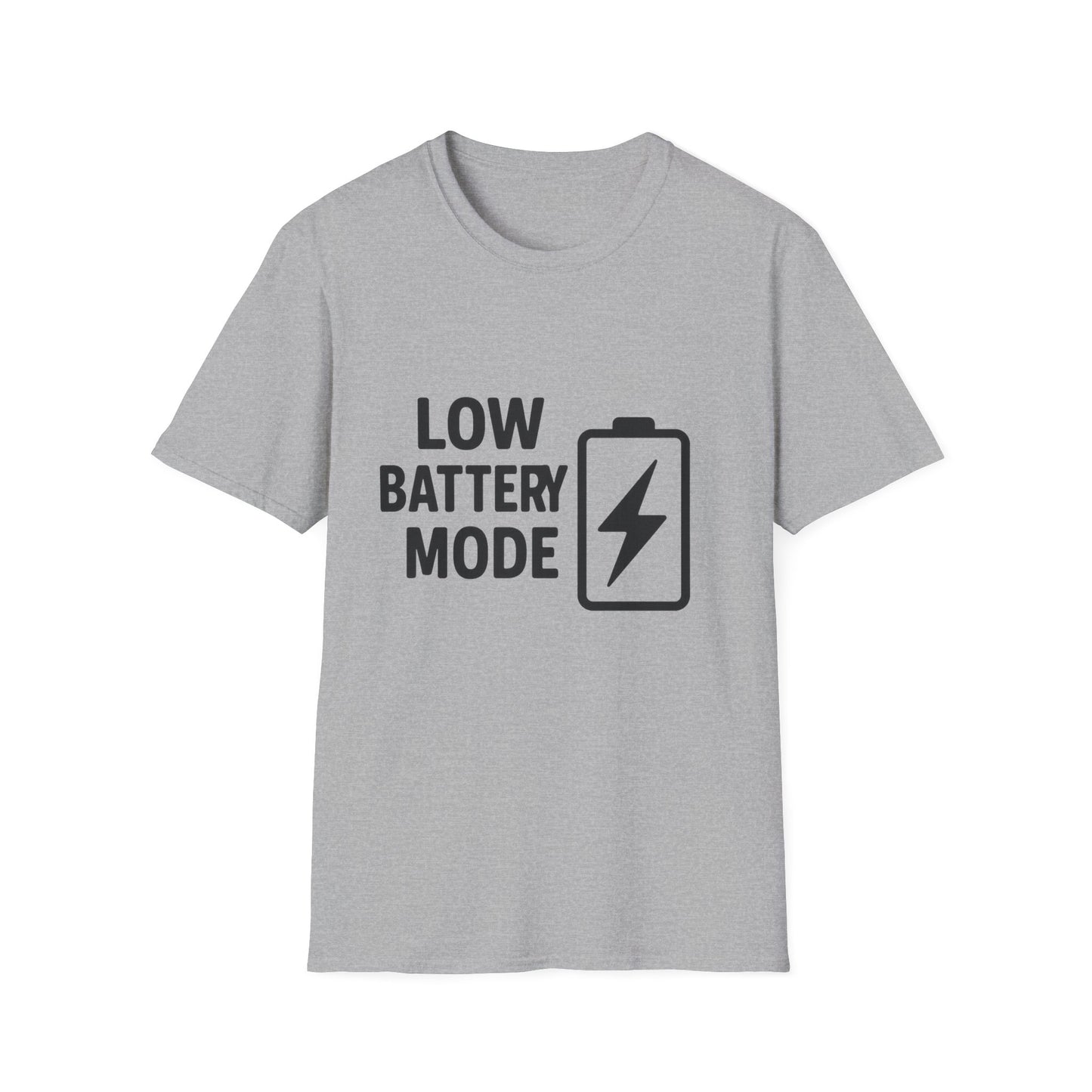 Low Battery Mode Unisex Softstyle T-Shirt, Gift for Tech Lovers, Casual Wear, Funny Tee, Great for Birthdays, Geek Culture