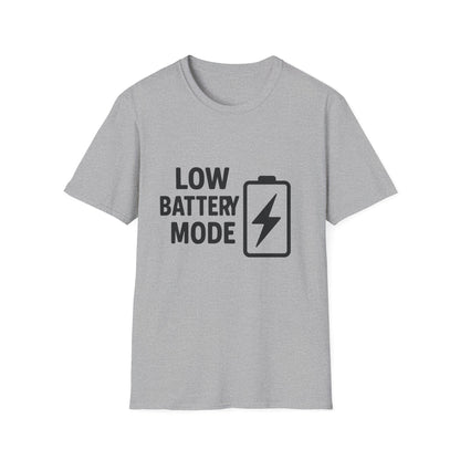 Low Battery Mode Unisex Softstyle T-Shirt, Gift for Tech Lovers, Casual Wear, Funny Tee, Great for Birthdays, Geek Culture