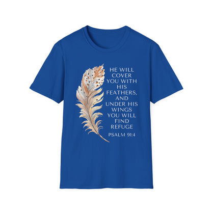 Faith-Inspired Unisex Softstyle T-Shirt – Psalm 91:4