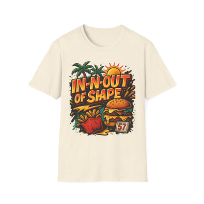 In-N-Out of Shape T-Shirt, Fun Graphic Tee, Perfect Gift for Food Lovers, Casual Wear, Summer Style