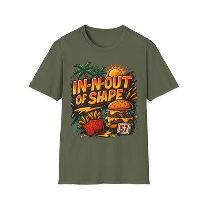 In-N-Out of Shape T-Shirt, Fun Graphic Tee, Perfect Gift for Food Lovers, Casual Wear, Summer Style