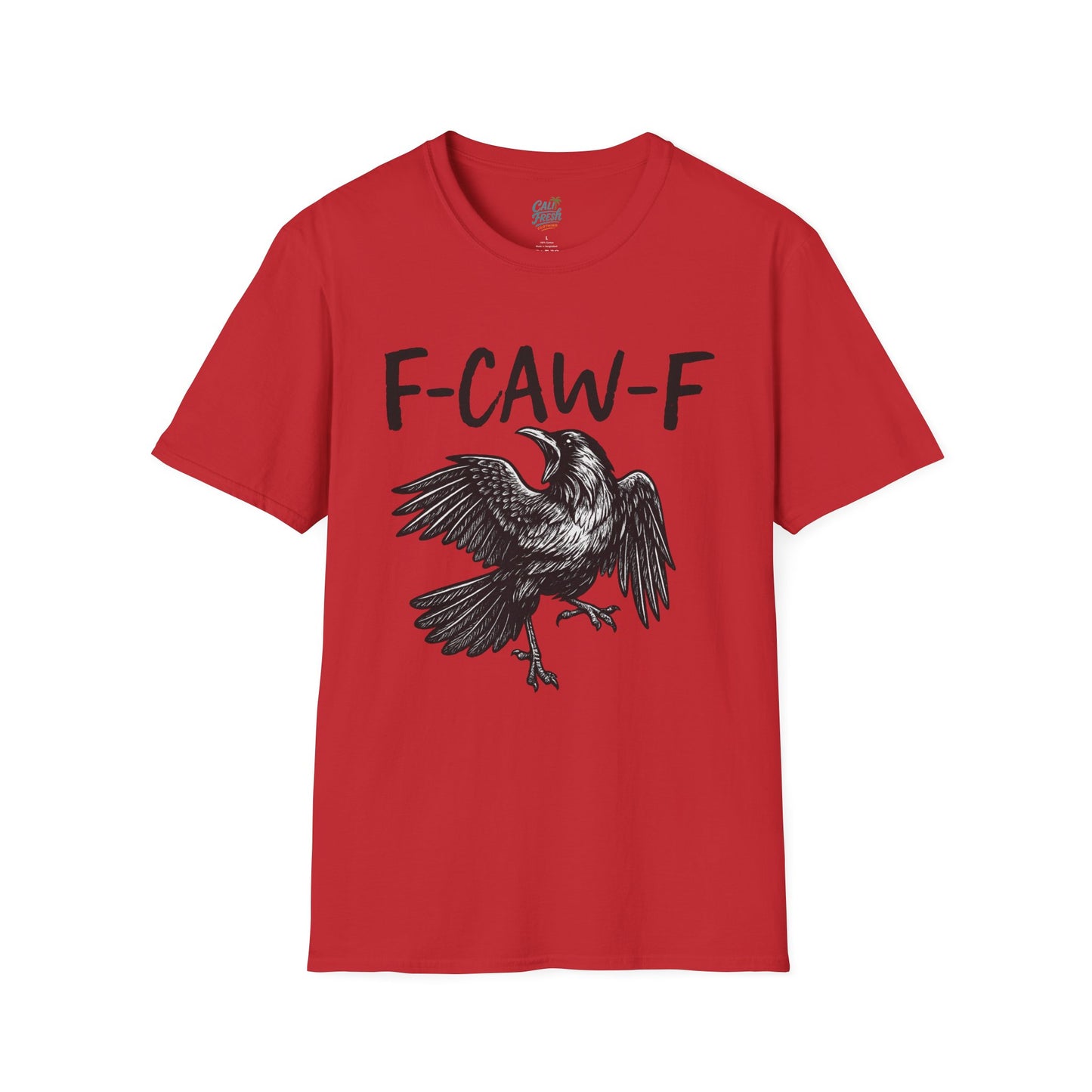 F-Caw-F Unisex Softstyle T-Shirt, Casual Graphic Tee, Gift for Bird Lovers, Unique Nature Shirt, Funny Animal Apparel