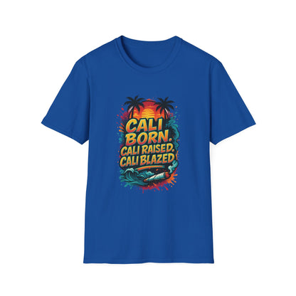 Cali Born Unisex Softstyle T-Shirt, California Pride Tee, Beach Vibes Shirt, Summer Casual Wear, Gift for Travel Lovers
