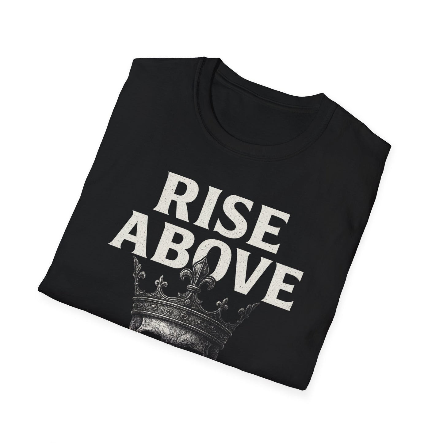 Unisex Skull Graphic Tee - Rise Above All, Unique Softstyle T-Shirt for Casual Wear, Gift for Friends, Trendy Streetwear