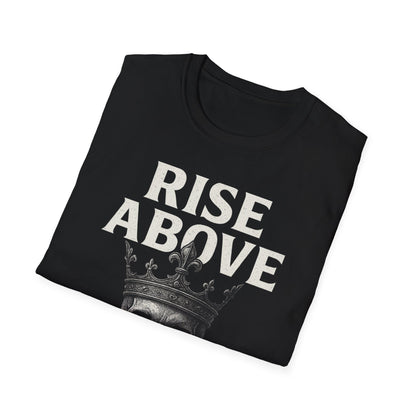 Unisex Skull Graphic Tee - Rise Above All, Unique Softstyle T-Shirt for Casual Wear, Gift for Friends, Trendy Streetwear