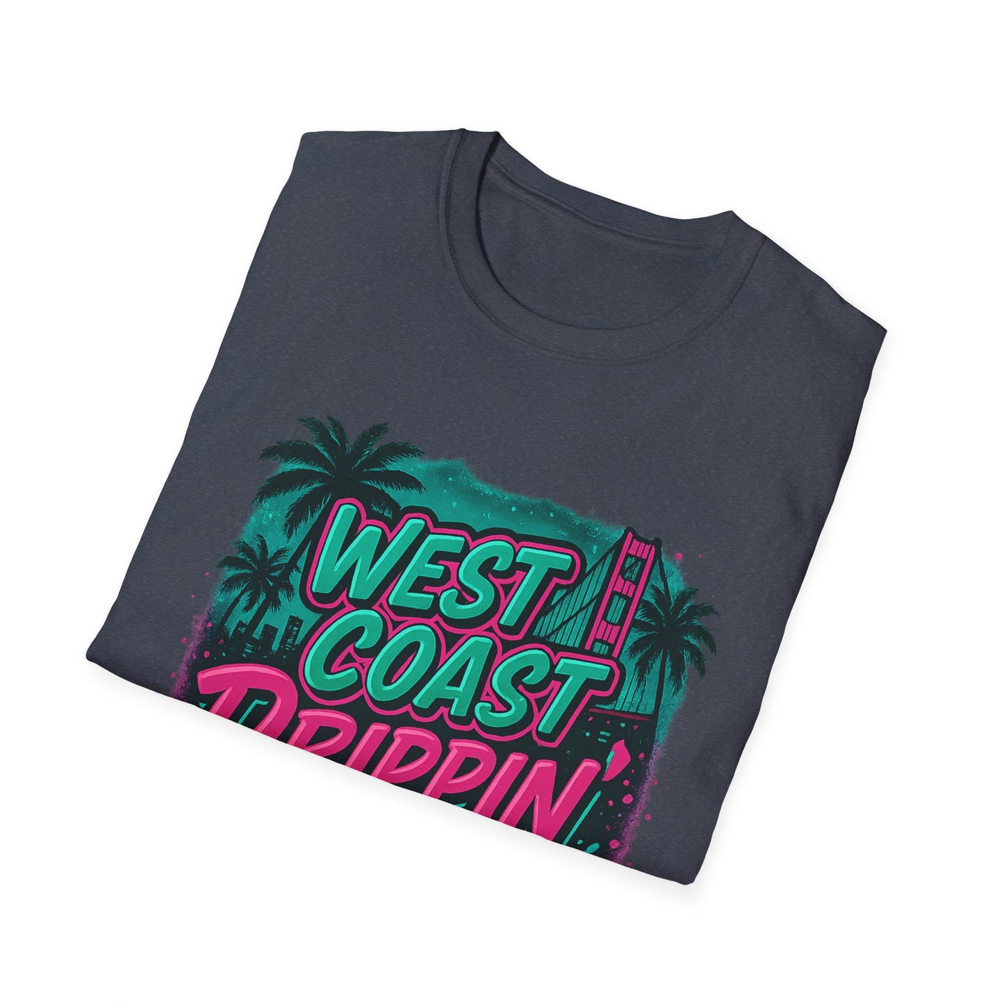 Retro West Coast Drippin' Unisex Softstyle T-Shirt | Vintage Graphic Tee, Summer Fashion, Streetwear, Gift for Him/Her, Festival Attire