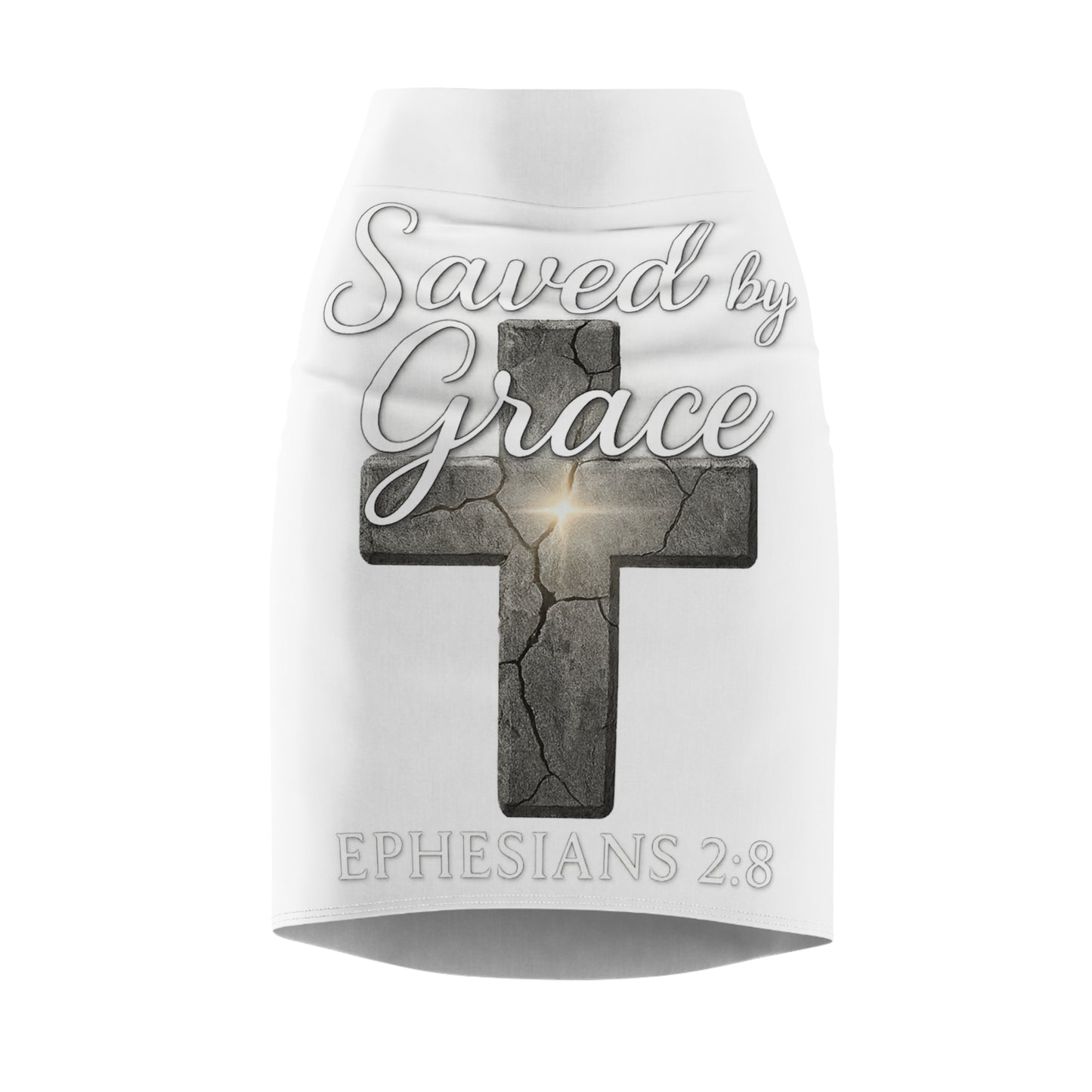 Saved by Grace Women's Pencil Skirt | Faith-Inspired Style, Christian Fashion, Ephesians 2:8, Religious Apparel, Trendy Skirt