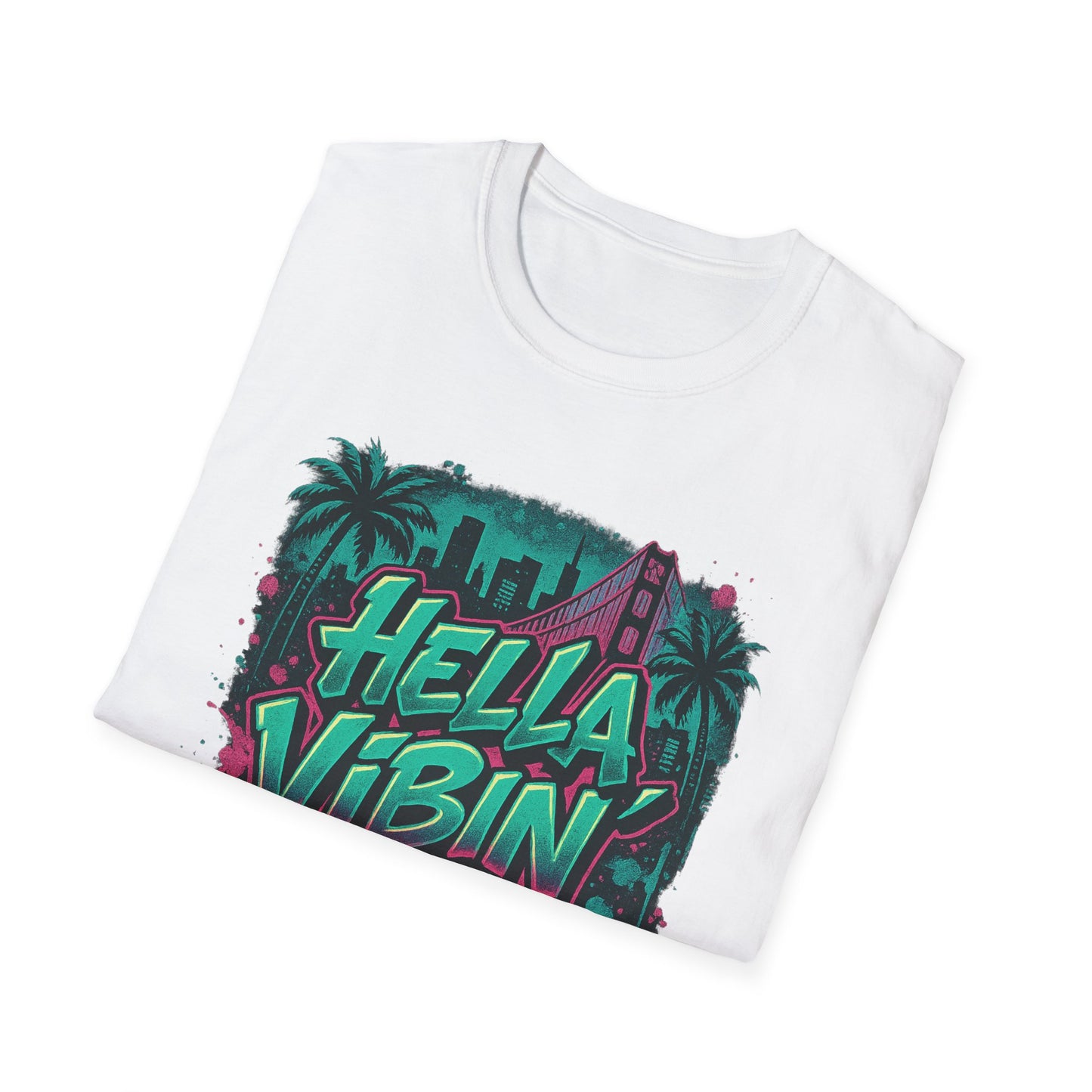 Hella Vibin' Unisex Softstyle T-Shirt, Summer Vibes, Festival Wear, Gift for Friends, Casual Lifestyle, Retro Design