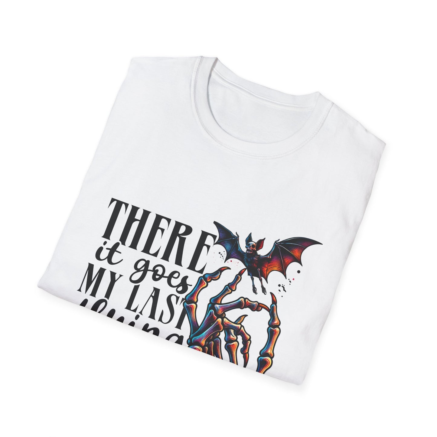 Funny Graphic Tee, Unisex Softstyle T-Shirt with Bat Design, Perfect for Halloween, Casual Wear, Gifts for Friends, Statement Shirt