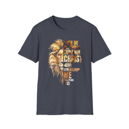 Faith-Inspired Lion T-Shirt, Christian Apparel, Inspirational Quote Shirt, Gifts for Believers, Motivational Tee