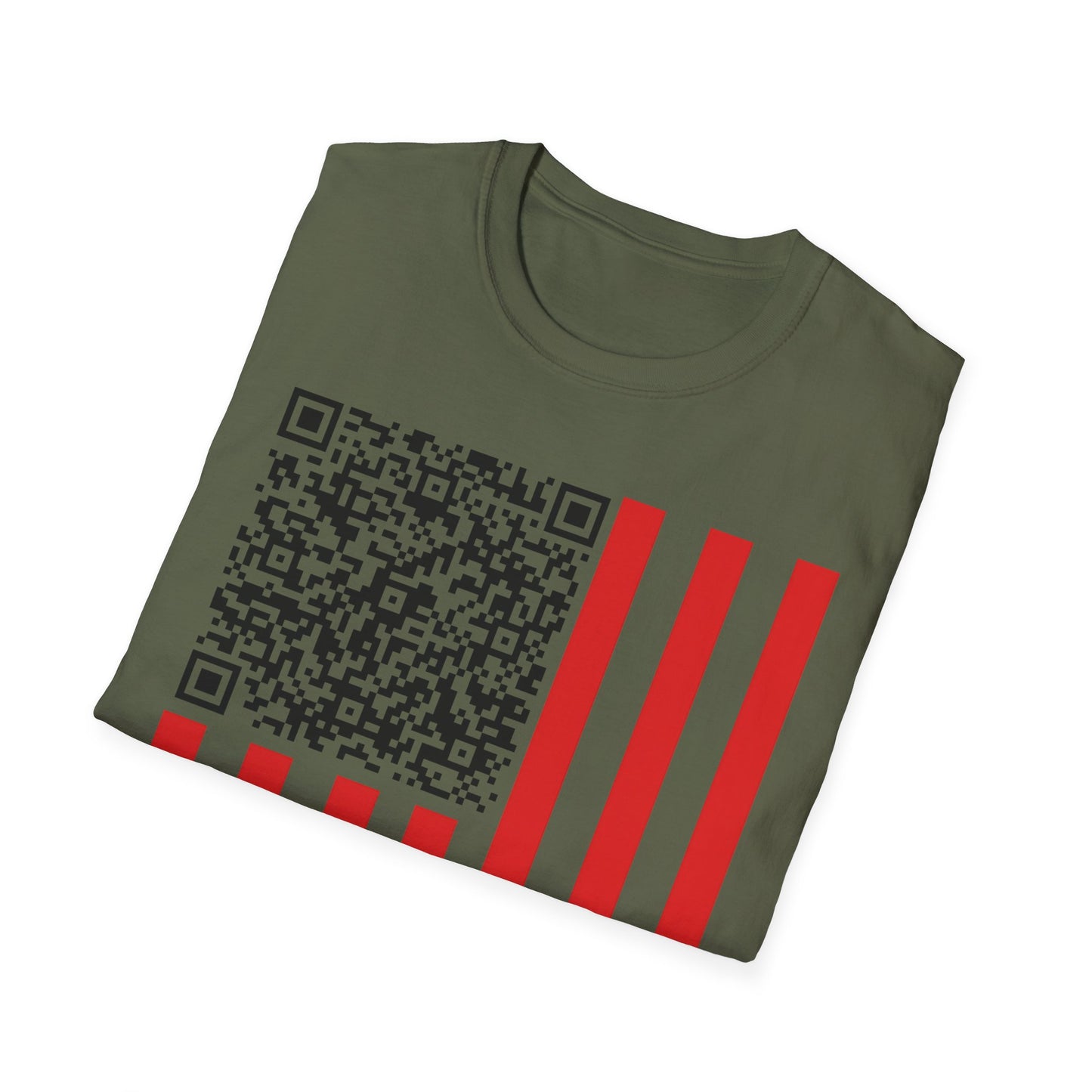 Patriotic QR Code Tee - Unisex Softstyle T-Shirt, Summer Wear, 4th of July, Casual Style, Graphic Tee, Gift Idea