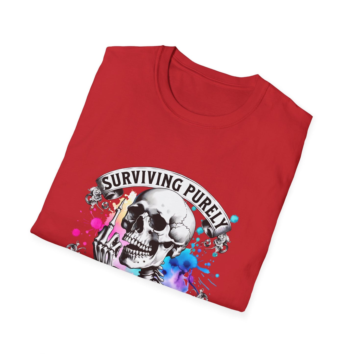 Surviving Purely Out of Spite T-Shirt | Inspirational Graphic Tee, Gift for Friends, Cool Casual Wear, Artistic Skull Design