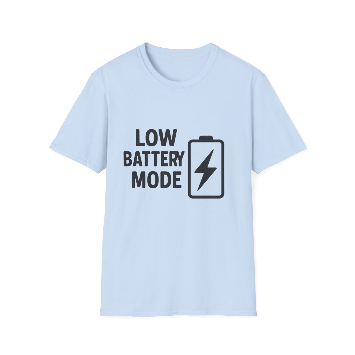 Low Battery Mode Unisex Softstyle T-Shirt, Gift for Tech Lovers, Casual Wear, Funny Tee, Great for Birthdays, Geek Culture