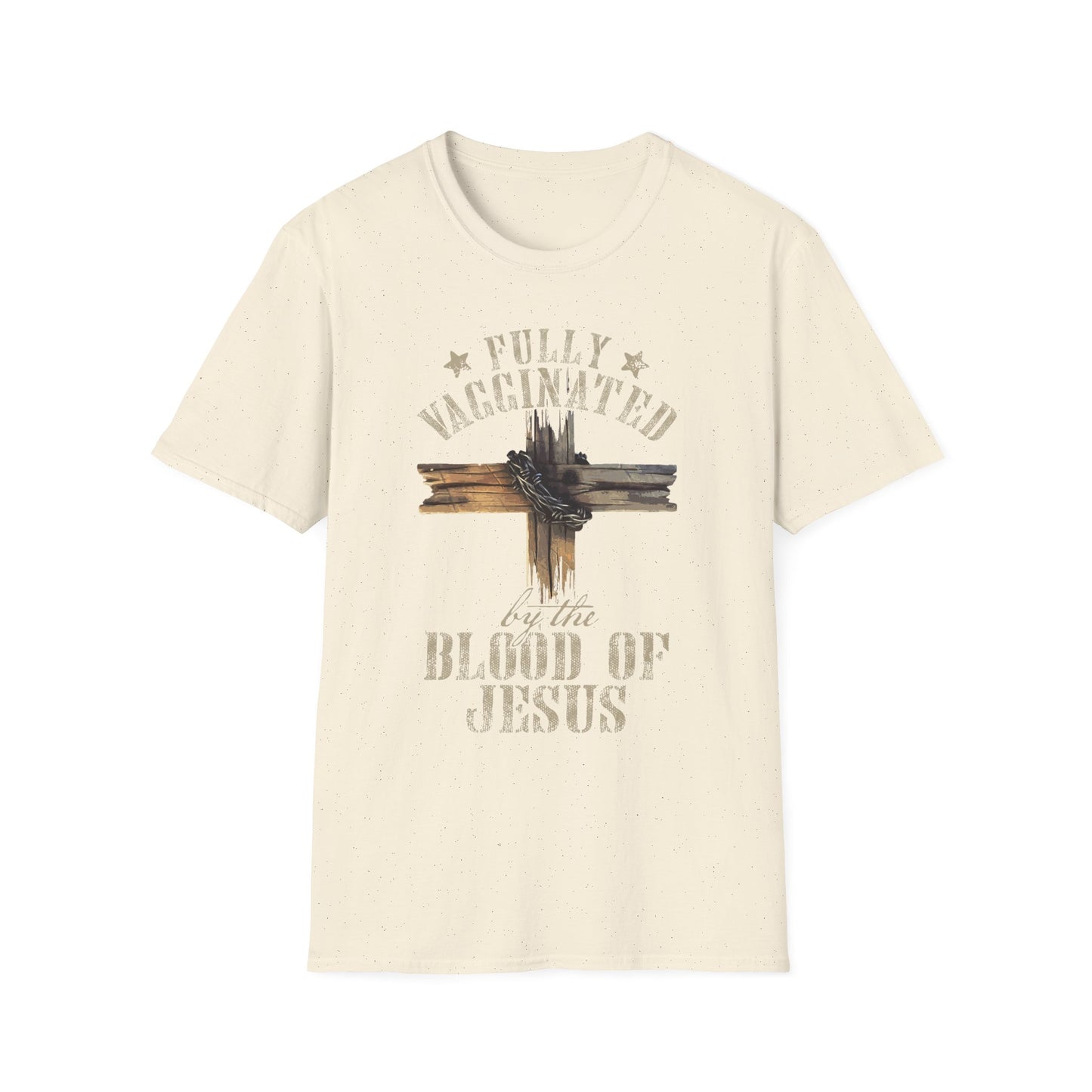 Faith-Inspired Unisex Softstyle T-Shirt, Inspirational Christian Tee, Fully Vaccinated by the Blood of Jesus, Religious Gift, Casual [...]