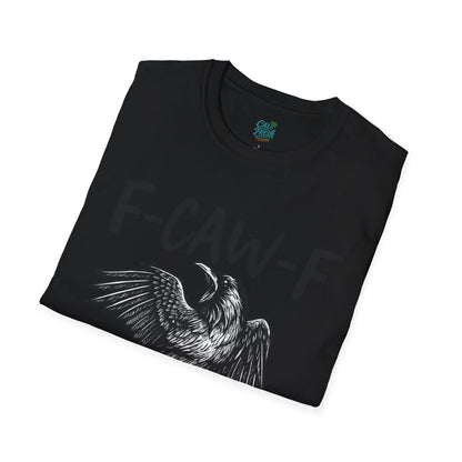 F-Caw-F Unisex Softstyle T-Shirt, Casual Graphic Tee, Gift for Bird Lovers, Unique Nature Shirt, Funny Animal Apparel