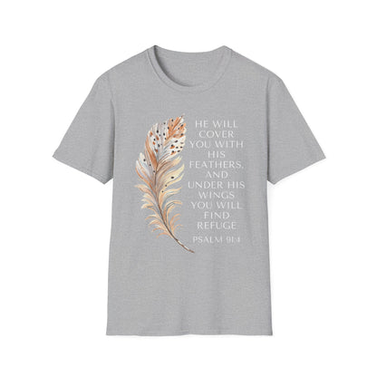 Faith-Inspired Unisex Softstyle T-Shirt – Psalm 91:4