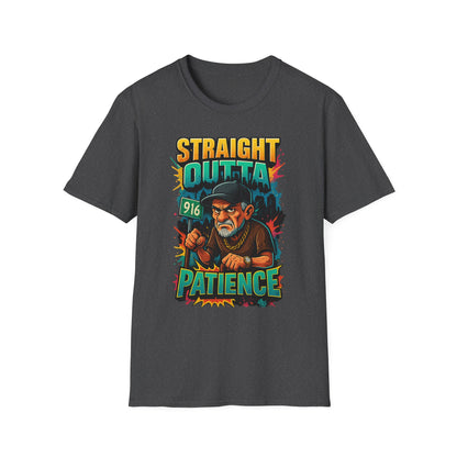 Straight Outta Patience Unisex T-Shirt - Funny Graphic Tee for Men and Women, Gift for Birthdays, Anniversaries, Casual Wear, Humor Fashion
