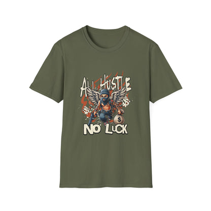 All Hustle No Luck Unisex Softstyle T-Shirt | Motivational Apparel, Graphic Tee, Casual Wear, Gift for Entrepreneurs, Streetwear