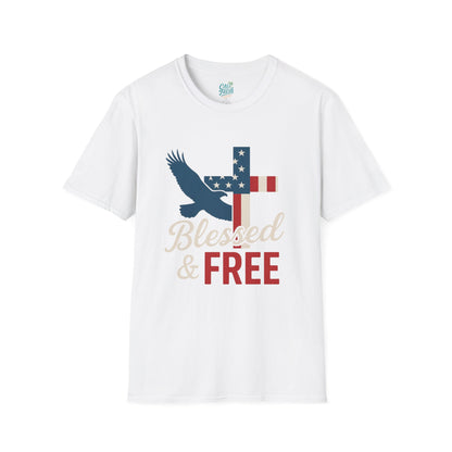 Blessed & Free Unisex T-Shirt | Inspirational American Flag Tee, Faith-Based Gift, Patriotic Apparel, Comfort Fit, Everyday Wear