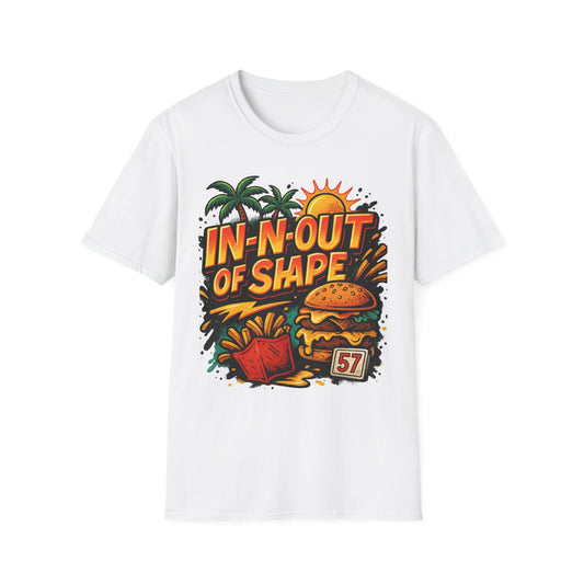 In-N-Out of Shape T-Shirt, Fun Graphic Tee, Perfect Gift for Food Lovers, Casual Wear, Summer Style