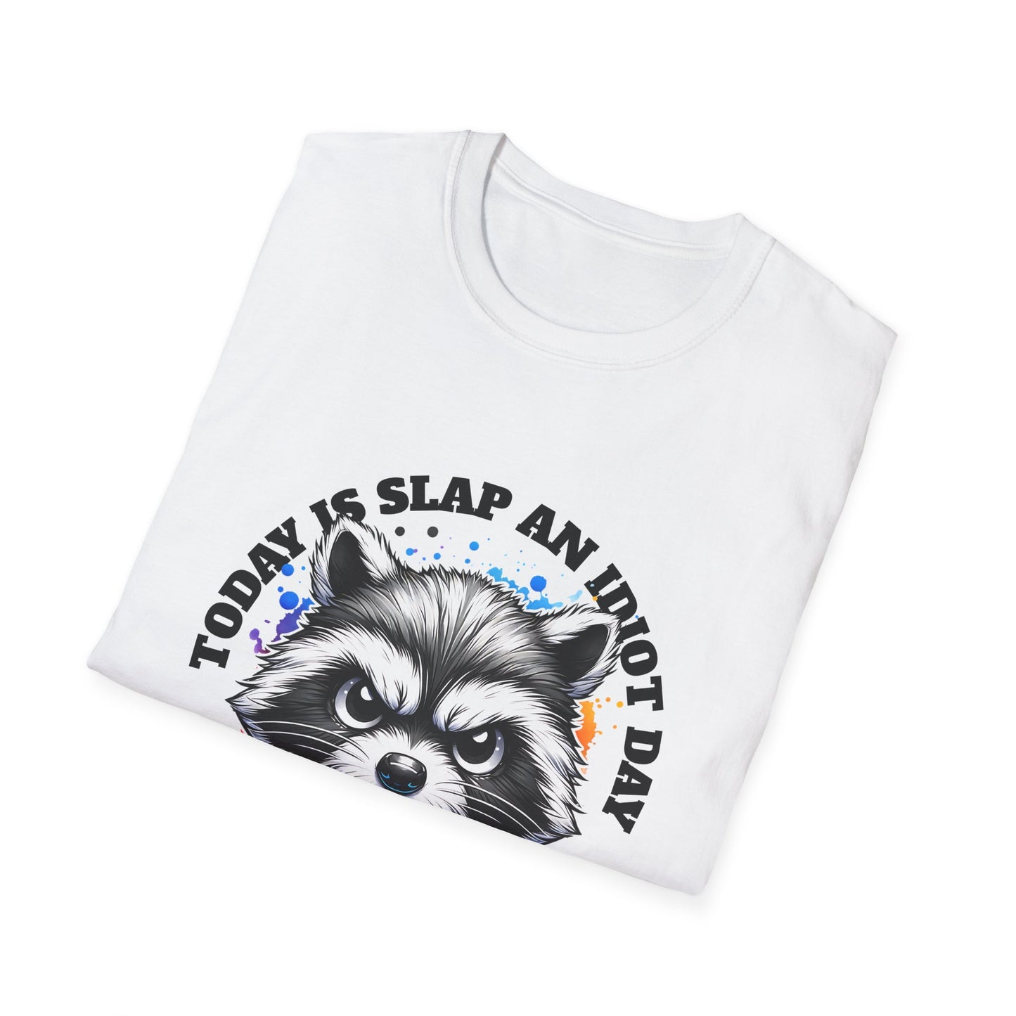 Funny Raccoon T-Shirt, Gift for Friends, Quirky Humor Shirt, Casual Wear, Slap an Idiot Day Tee, Birthday or Occasion Top
