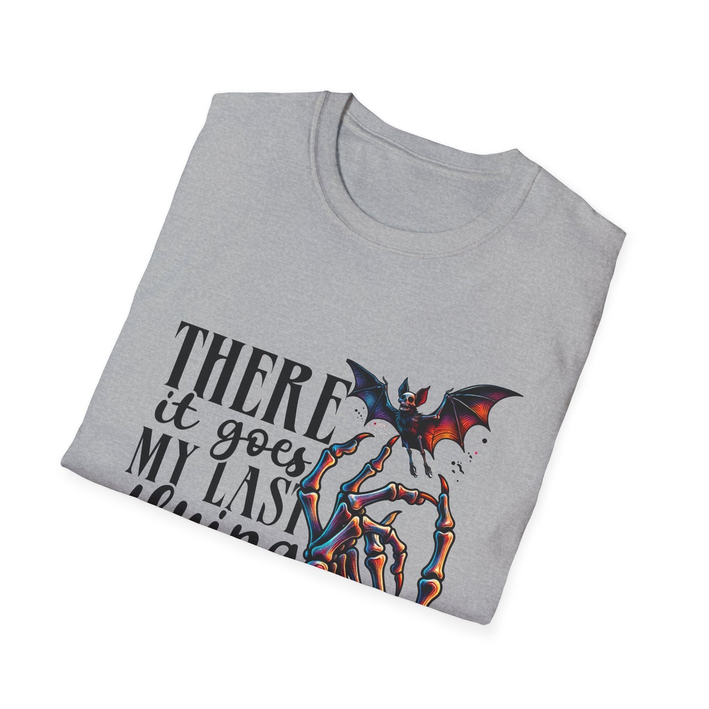 Funny Graphic Tee, Unisex Softstyle T-Shirt with Bat Design, Perfect for Halloween, Casual Wear, Gifts for Friends, Statement Shirt